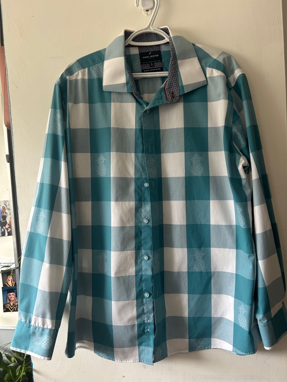Daniel Hechter Teal & White Checked Button-Down Shirt